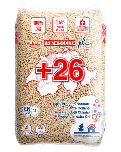 Pellet Swiss+26 ENplus A1 72 sacchi da 15 kg in abete
