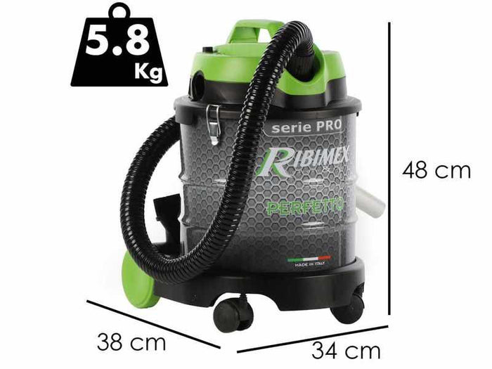 Aspiracenere elettrico (bidone) per ceneri fredde, stufe a legna/pellet, caminetti.